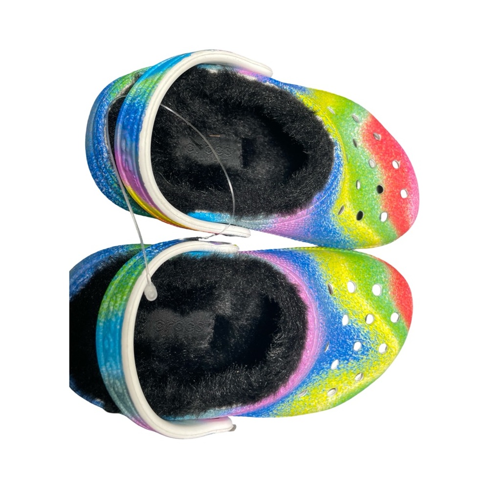 Crocs toddler fur lined Colorful Tie-Dye Clogs C7 - Picture 2 of 3